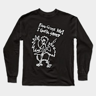 Heavy Metal Band Guitarist Chicken Guitar Playing Chick Gift Long Sleeve T-Shirt